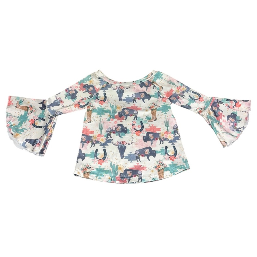 🌟NWT🌟 Shea Baby Wild Buffalo Bell Long Sleeve Shirt - Toddler Girl 3T